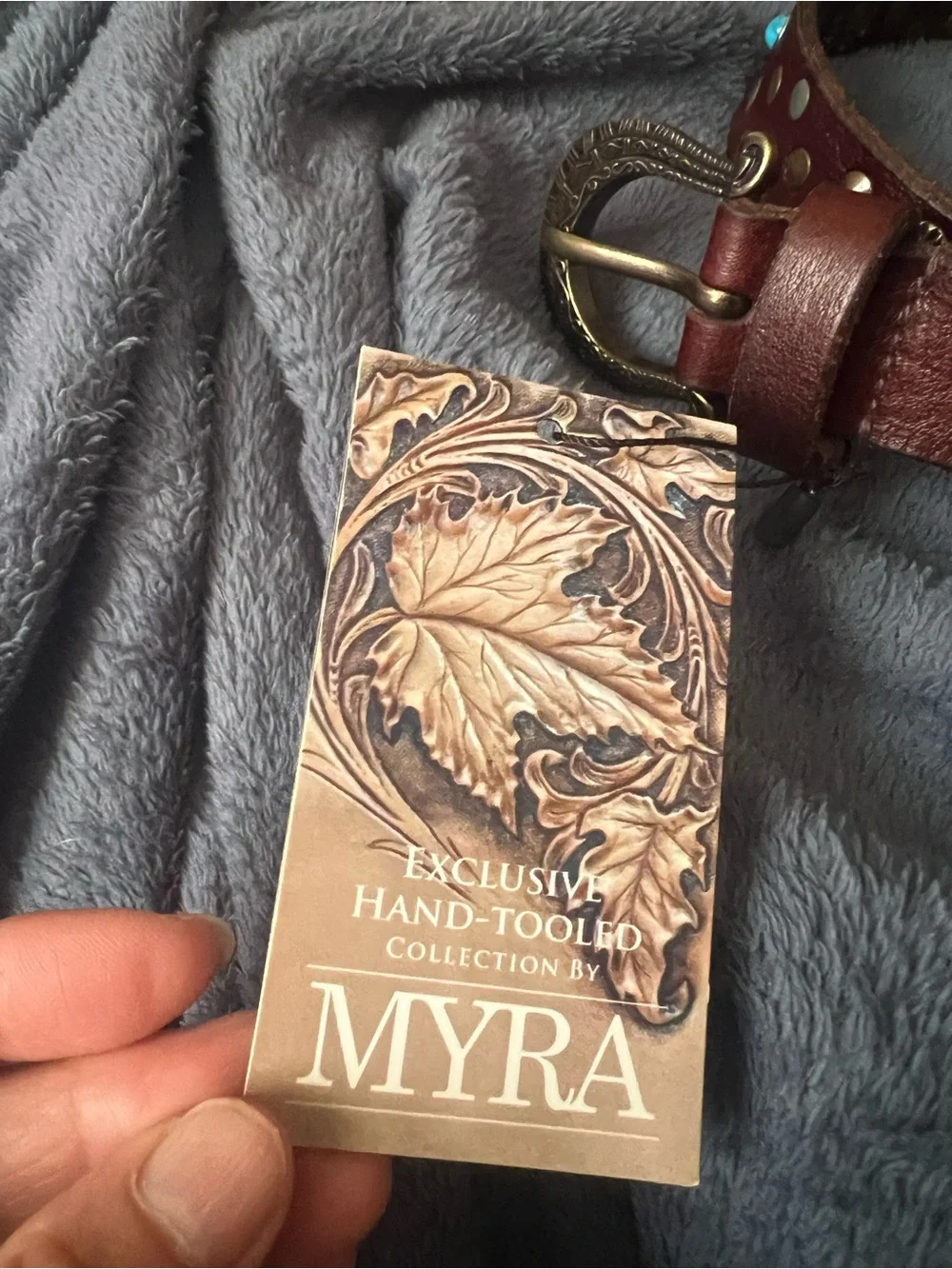 Myra Constellation Exclusive Hand Tooled Genuine Leather Belt, women small, new